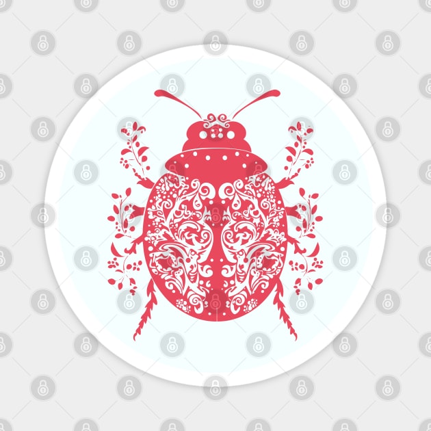 Floral Ladybug – Lucky & Beautiful Nature Art Magnet by TuncGK